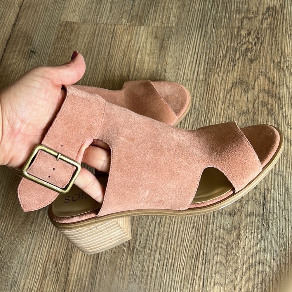 Sole Society Tally Leather Heel Sandals Mauve size 9
